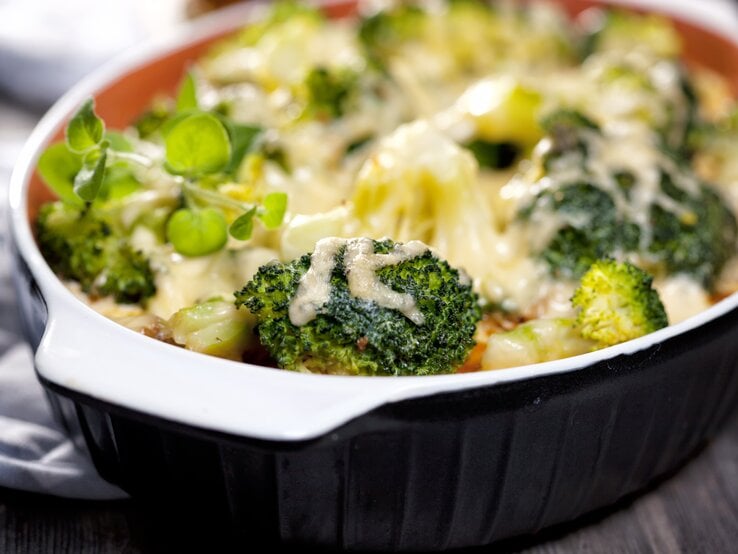 Bologneser Gratin in Auflaufform / Draufsicht