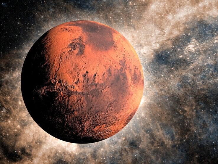 Der rote Planet – Mars – im Weltall. 