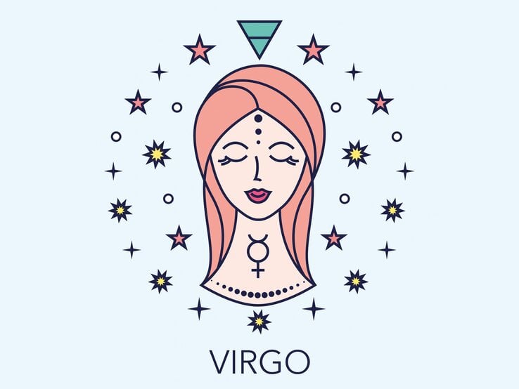 Zeichnung des astrologischen Symbols für das Sternzeichen Jungfrau vor hellblauem Hintergrund. | © Getty Images/goroskop