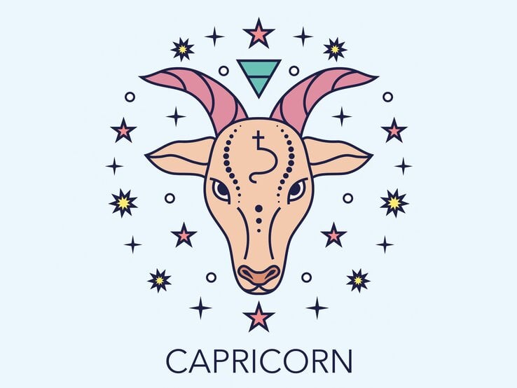 Zeichnung des astrologischen Symbols für das Sternzeichen Steinbock vor hellblauem Hintergrund. | © Getty Images/goroskop