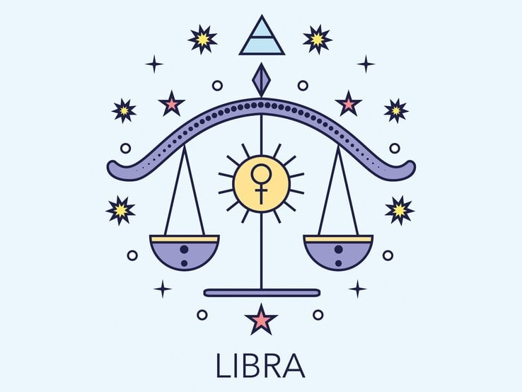 Zeichnung des astrologischen Symbols für das Sternzeichen Waage vor hellblauem Hintergrund. | © Getty Images/goroskop