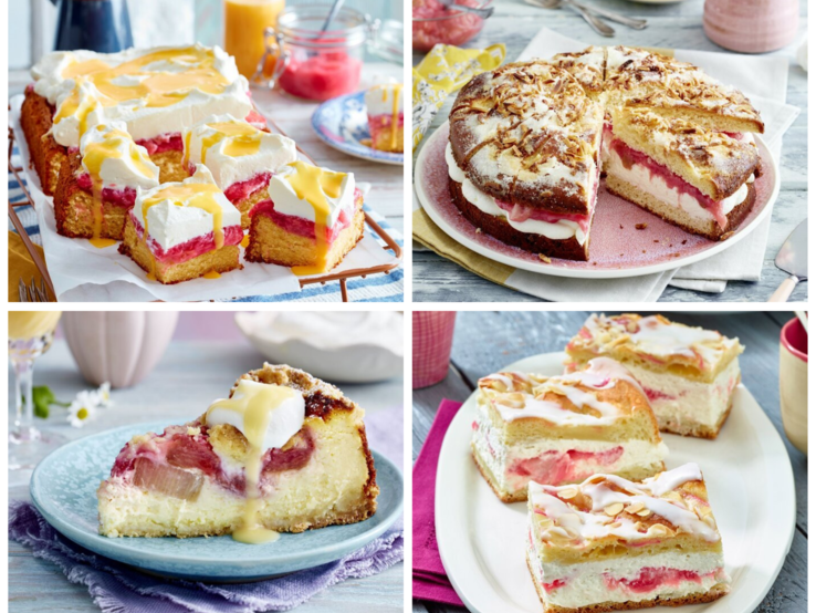 Vier Rhaberberkuchen angeordnet in einer Collage
