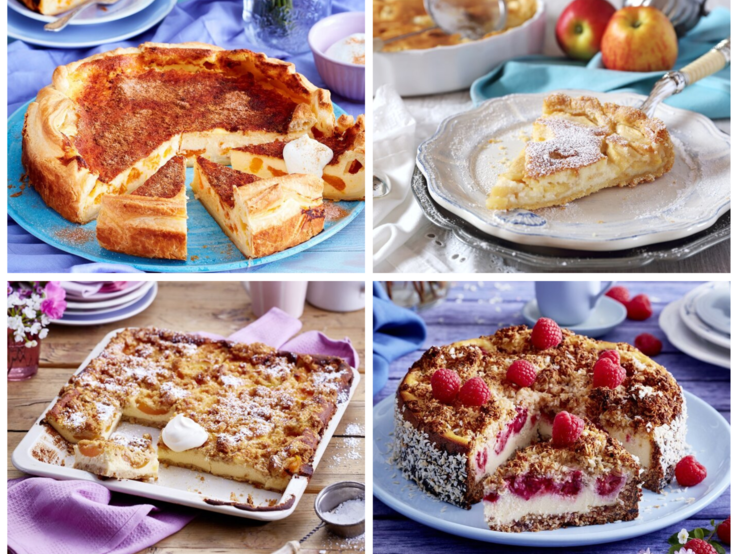 mehrere Schmandkuchen in einer Kollage