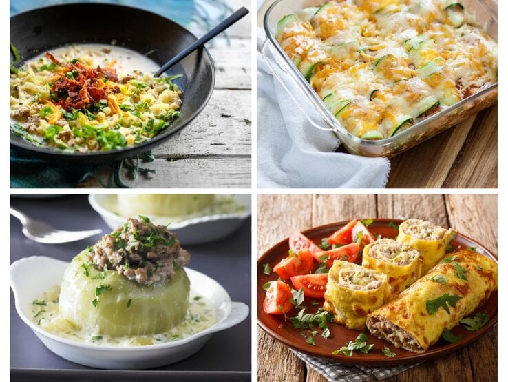 Collage Low Carb Rezepte Hackfleisch