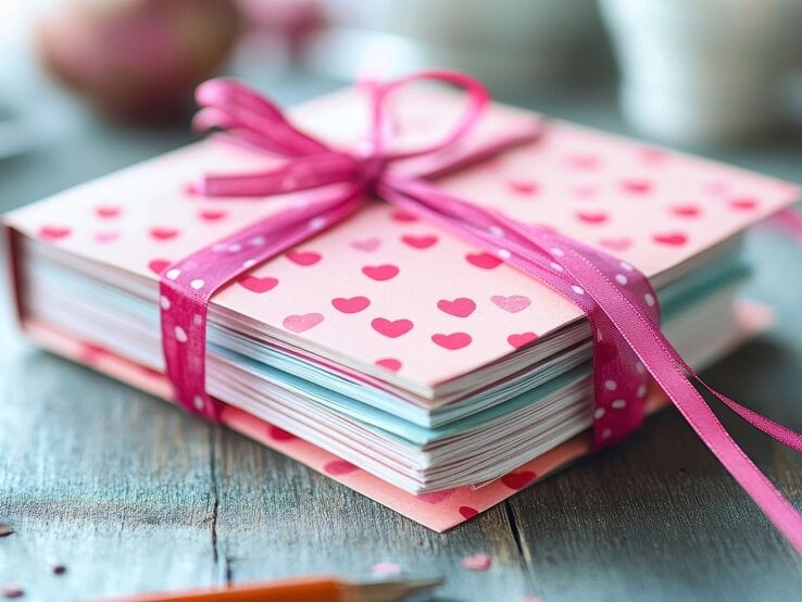 Handgefertigtes romantisches DIY-Gutscheinbuch mit Schleife