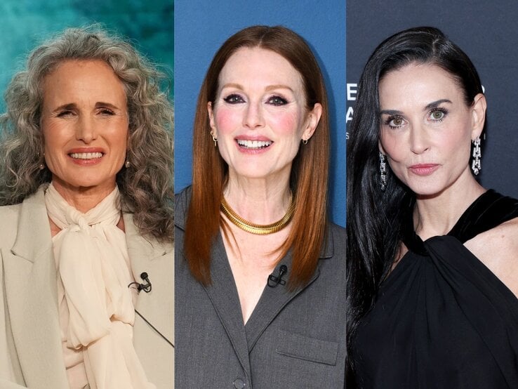 Collage der drei Schauspielerinnen Andie MacDowell, Julianne Moore und Demi Moore | © Getty Images / JC Olivera / NBC / Phillip Faraone