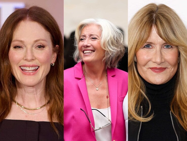 Die Schauspielerinnen Emma Thompson, Laura Dern und Julianne Moore mit ihren Frisuren ab 60.