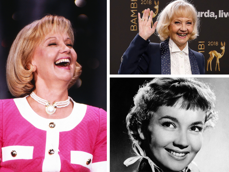 Collage aus drei Porträts einer blonden Frau in jungen, mittleren und alten Jahren, stets freundlich lächelnd.