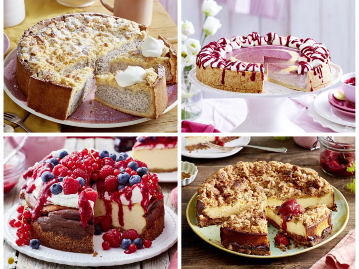 vier verschiedene Käsekuchen in einer Collage | © [M] EAT CLUB